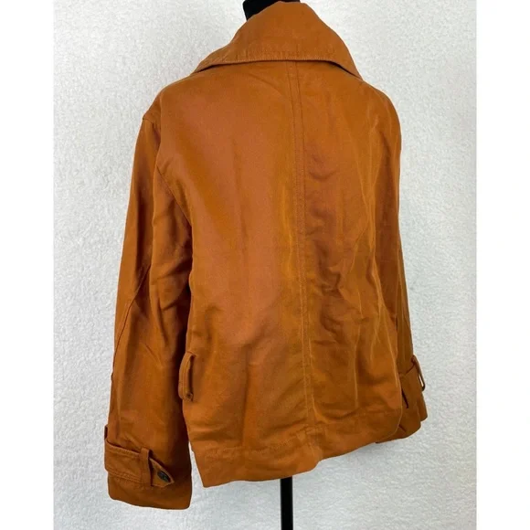 VINCE • Dark Sienna Cropped Linen-Cotton Jacket, S - Picture 8 of 16